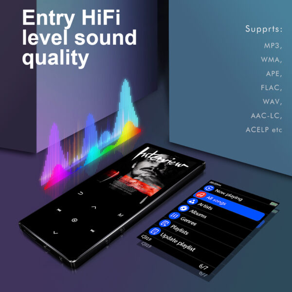 MP3 Player with Bluetooth, Tengsen MP3 Player, Music Player with FM Radio, Recording, 2.4" Screen, HiFi Lossless Sound, Support up to 128GB Expansion(Earphones Included) (16G Capacity) - 图片 6