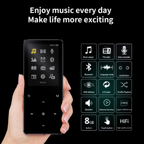 MP3 Player with Bluetooth, Tengsen MP3 Player, Music Player with FM Radio, Recording, 2.4" Screen, HiFi Lossless Sound, Support up to 128GB Expansion(Earphones Included) (16G Capacity) - 图片 4