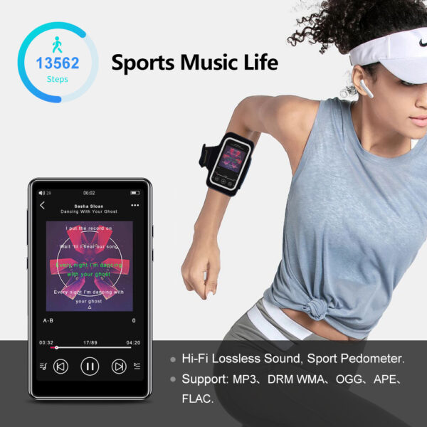 Mp3 Player with Bluetooth 5.0, Tengsen 4.0" Touchscreen 16GB HD Video MP3 Mp4 Music Player with Speaker,Portable HiFi Sound with FM Radio, Voice Recorder, E-Book, Sport Pedometer,Support 128G TF Card - 图片 5