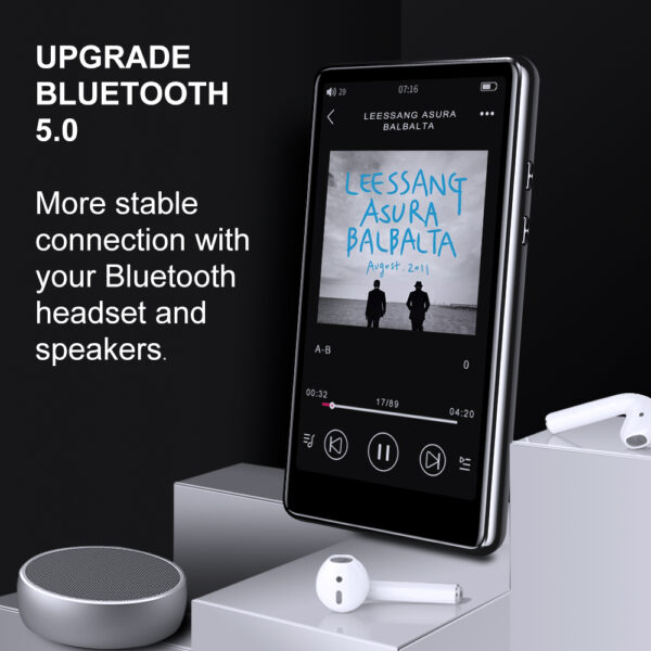 Mp3 Player with Bluetooth 5.0, Tengsen 4.0" Touchscreen 16GB HD Video MP3 Mp4 Music Player with Speaker,Portable HiFi Sound with FM Radio, Voice Recorder, E-Book, Sport Pedometer,Support 128G TF Card - 图片 6