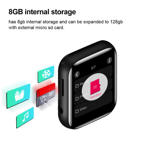 Mp3 Player with,1.54” HD Touch Screen Portable HiFi Lossless Sound Music Players with FM Radio,Voice Recorder,Video Play,E-Book, Pedometer,for Running Workout,Support up to 128GB - 图片 5